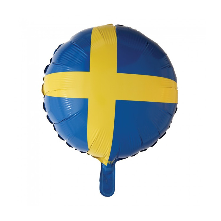 Folieballong Svenska Flaggan Rund