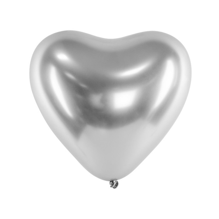Chrome Ballonger Hjärta Silver