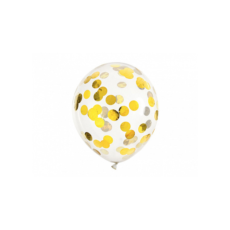 Ballonger Transparent med Guldkonfetti