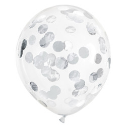 Ballonger Transparent med Silverkonfetti