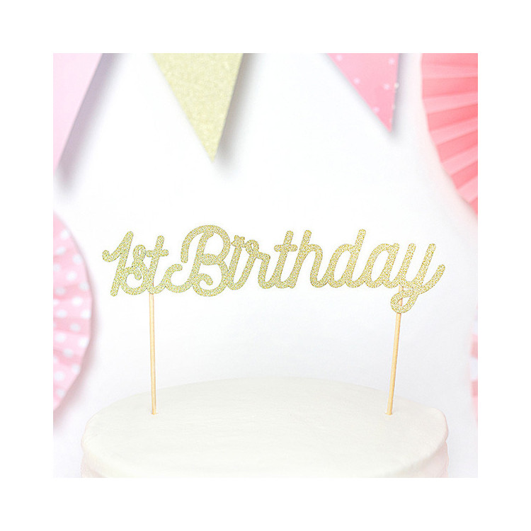 Cake Topper på pinnar - 1st Birthday