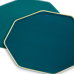 Papperstallrikar Mörkgrön med Guldkant 8-pack - Meri Meri