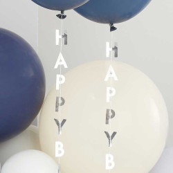 Ballongsvans Happy Birthday Silver 5-pack