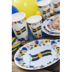 Pappersmuggar Svenska Flaggan Blommor