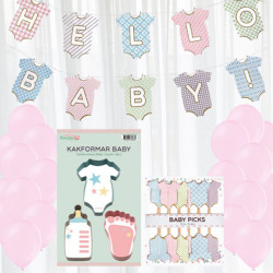 Babyshower dekorationer kit medium rosa