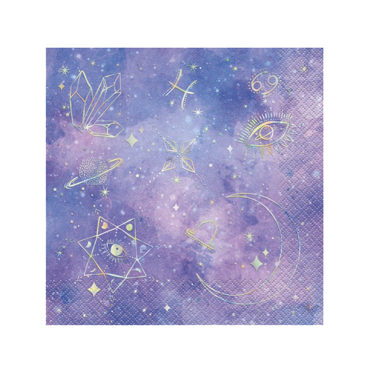 Servetter Lila Galax/Astrologi 16-pack