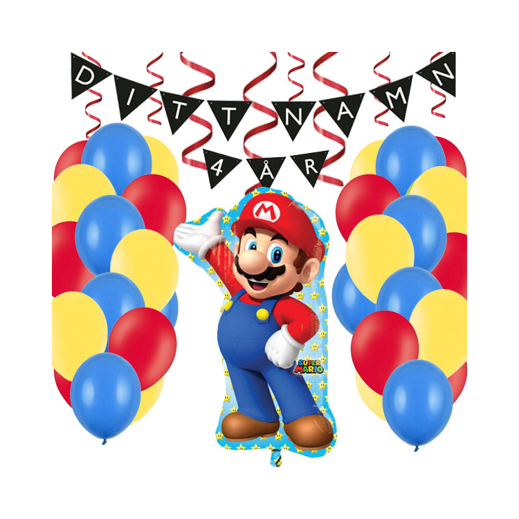 Personligt dekorationskit Super Mario kalas